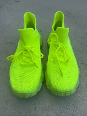 Women’s Neon Yellow Chunky Sock Sneakers – Size 39
